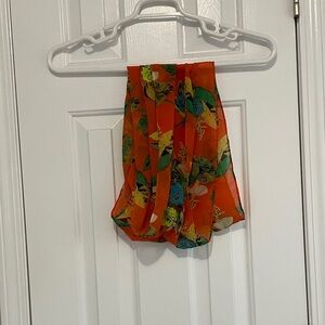 Vibrant Orange Floral Scarf